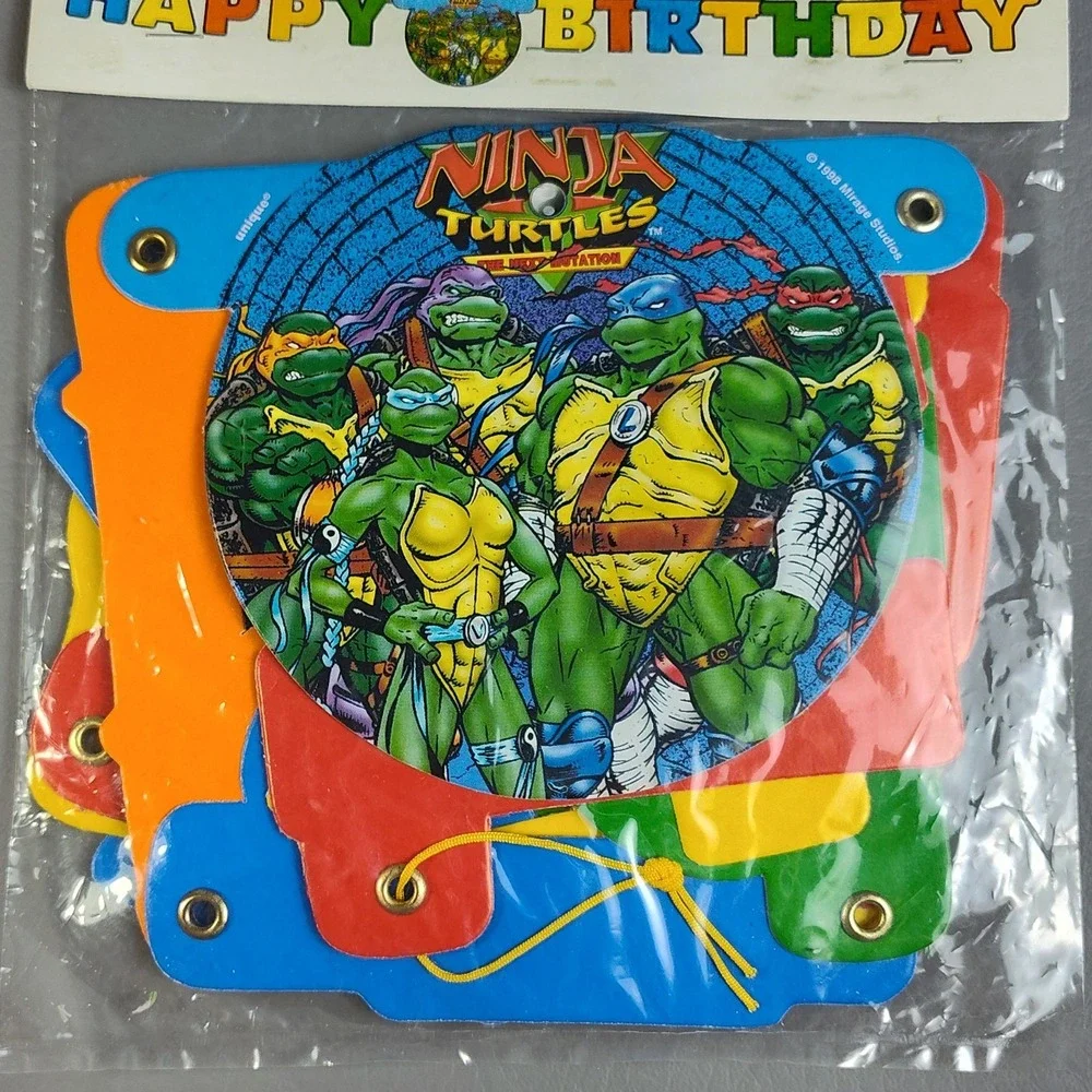 Vintage Ninja Turtles Happy Birthday Banner 1998 TMNT The Next Mutation Fox Kids